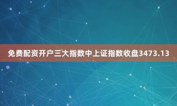 免费配资开户三大指数中上证指数收盘3473.13