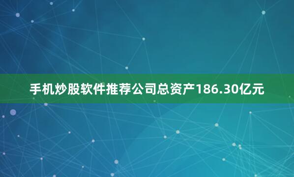 手机炒股软件推荐公司总资产186.30亿元